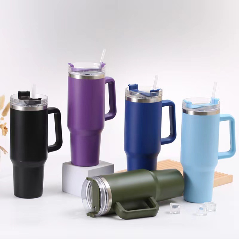 Amazon's new 40oz handle 304 stainless steel ice cup, car cup, heat and cold preservation beer car water cup full figure