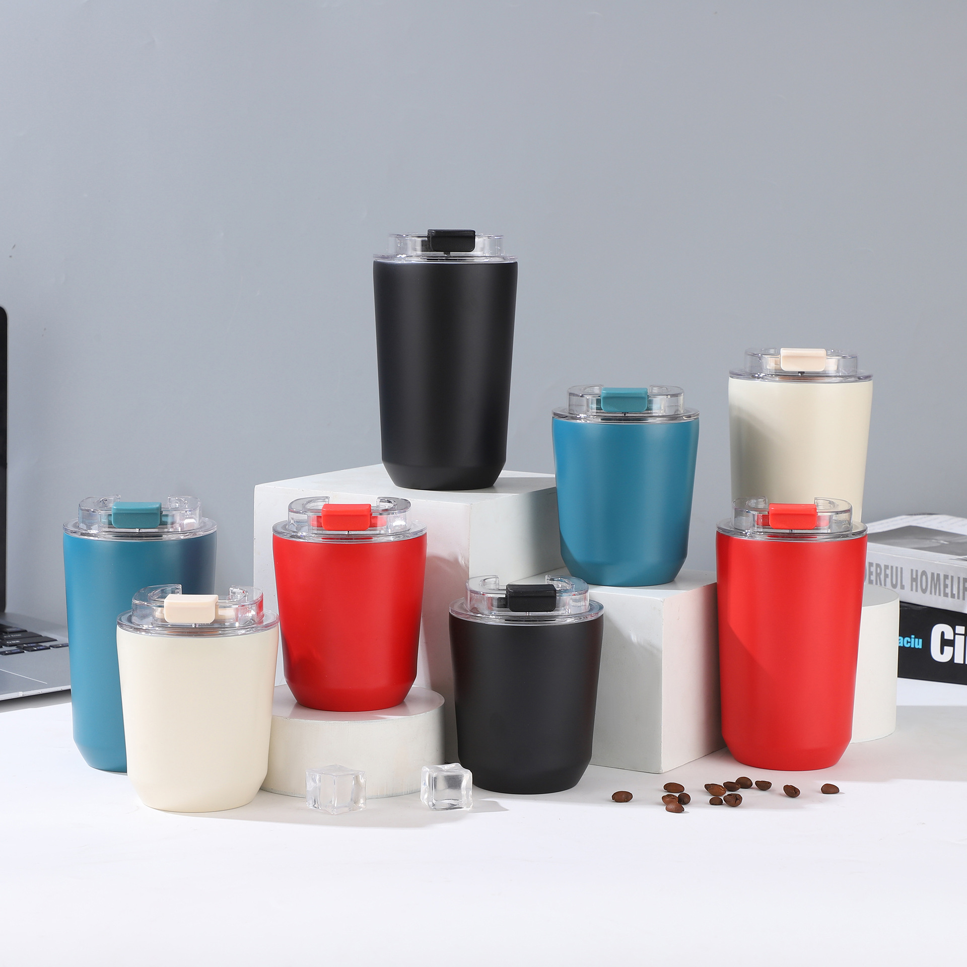 Cross-border 304 stainless steel coffee cup, double-layer vacuum coffee cup, outdoor portable car travel water cup details Picture