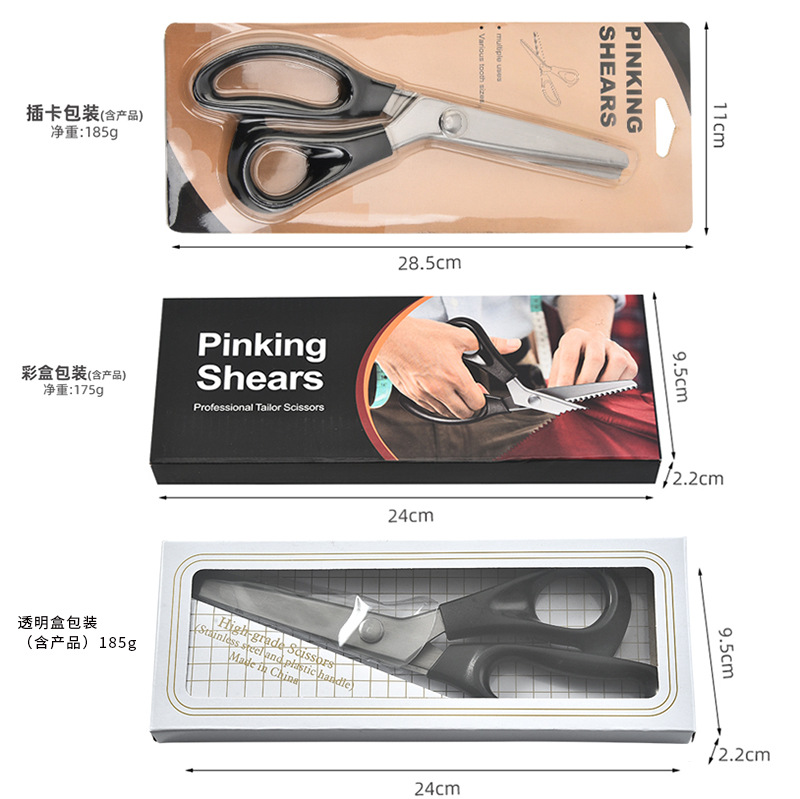 In stock: lace scissors, dog tooth sawtooth scissors, hand tooth cloth scissors, fabric sample scissors, triangular scissors, arc wave pattern scissors Application Scenario
