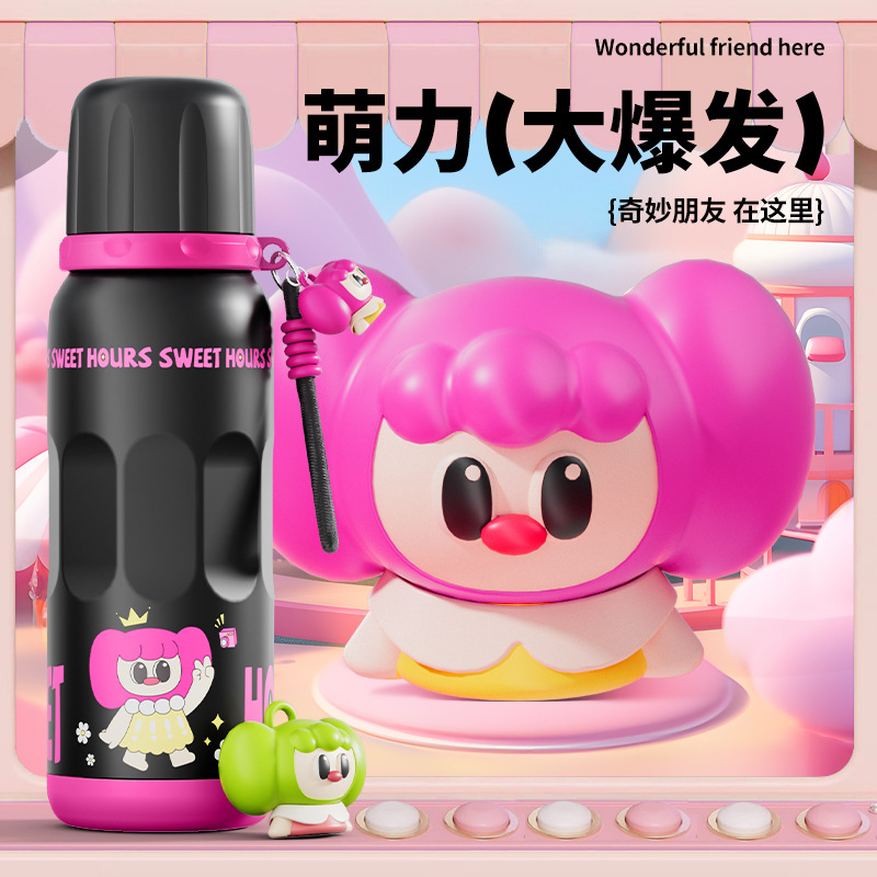 New Candy Girl large-capacity sports water bottle, insulated cup, 316 double-drinking, cold preservation, anti-drop with handle rope, direct drinking cup details Picture