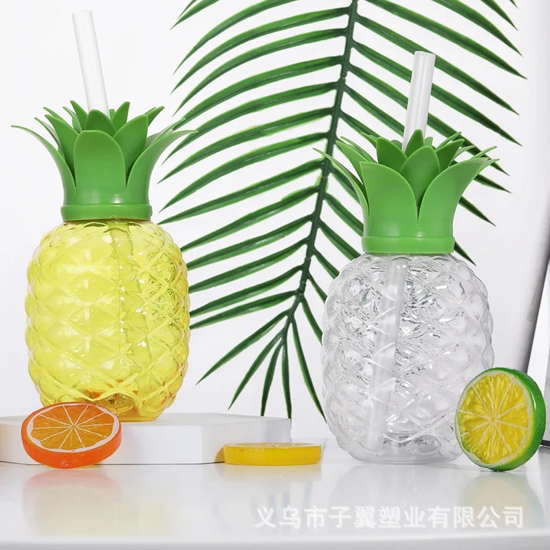 Factory direct sales, wholesale of pineapple-shaped straw cups, student cups, outdoor cups, water cups, new large-capacity cups full figure