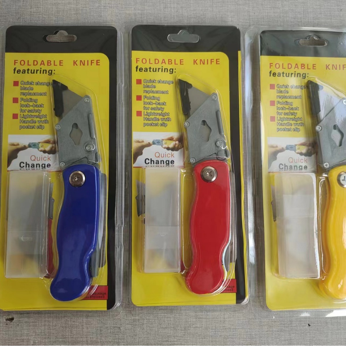 Factory wholesale thickened heavy-duty folding knives, aluminum alloy carpet cutting knives, trapezoidal blades, undertaking foreign trade folding knives details Picture