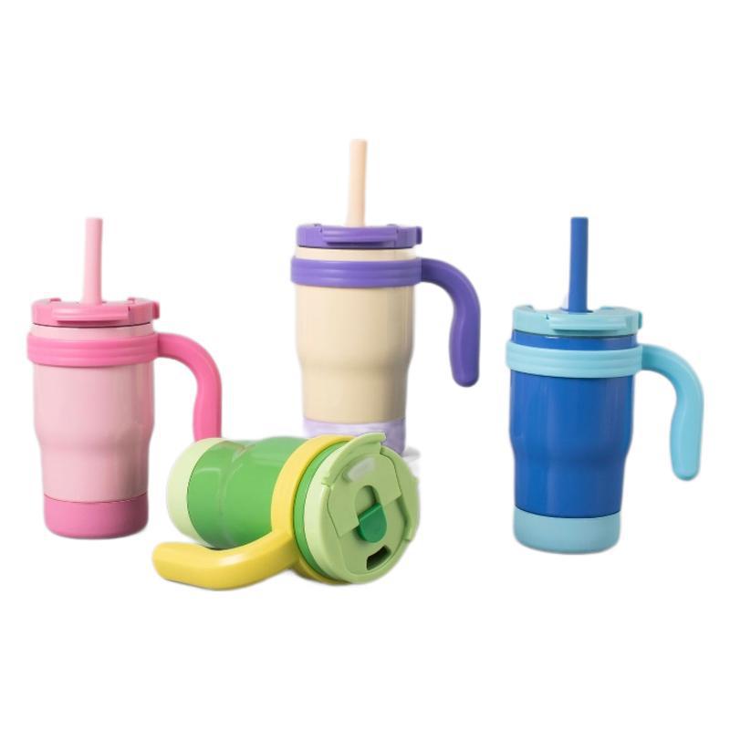 2024 New Reduce children's insulated cup, stainless steel children's water cup, children's straw cup, handle cup, double drinking Item Picture