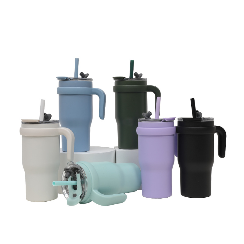 New cross-border vacuum 304 stainless steel insulated cup with handle, portable car cup, children's straw water cup Specification drawing