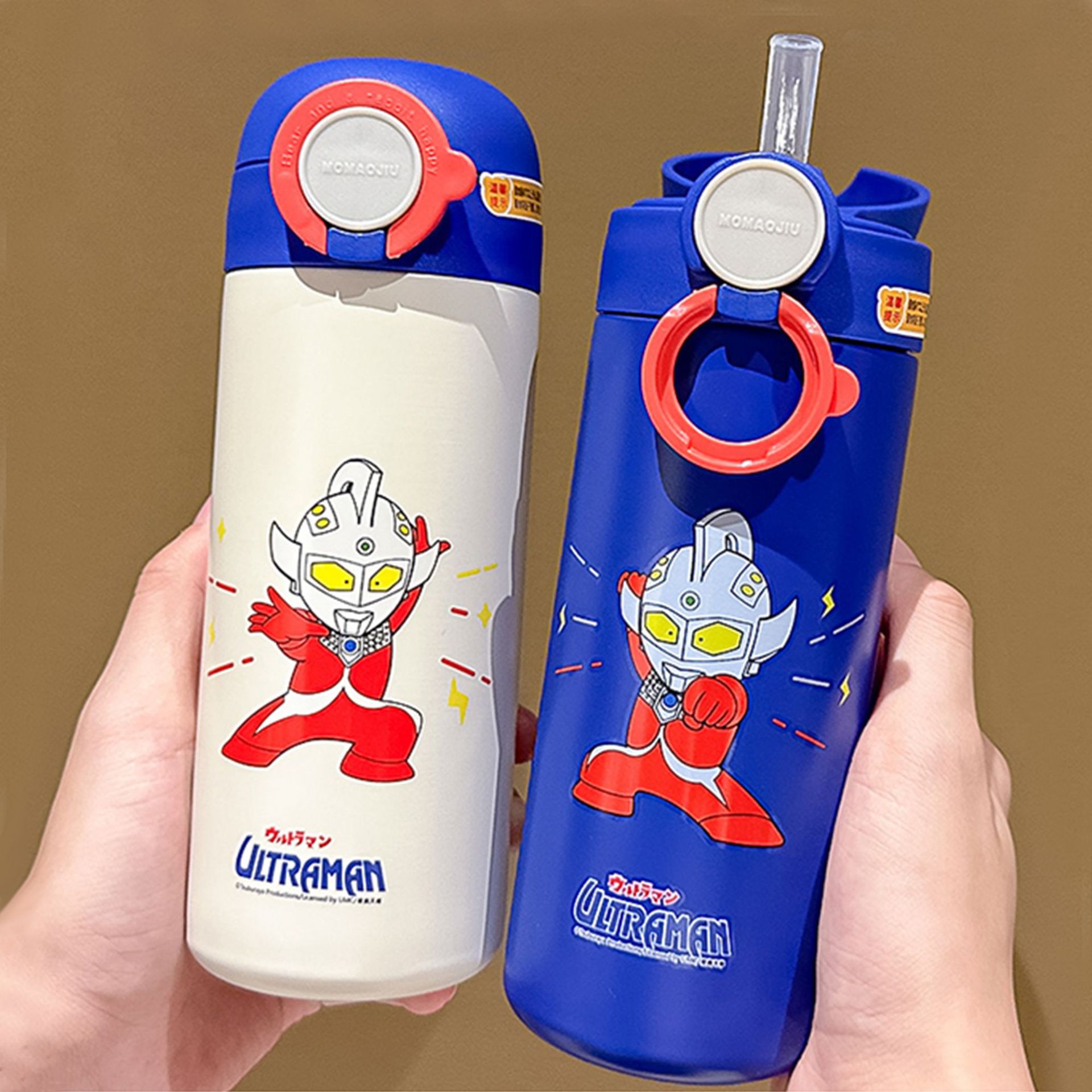 Ultraman co-branded insulated cups, genuine boys' and children's straw cups, join hands to enhance the appearance level of stainless steel cups details Picture