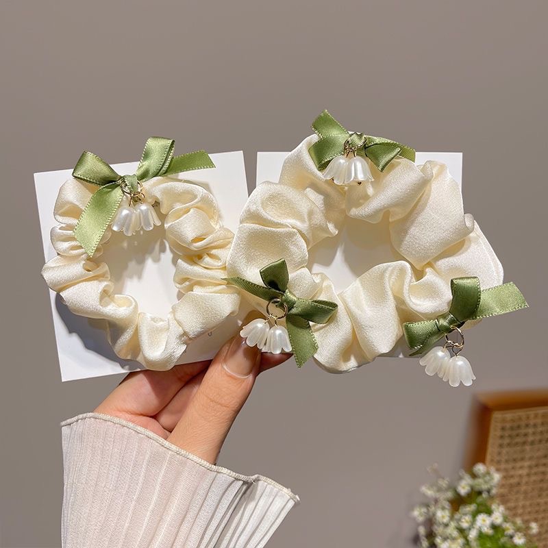 Lily of the valley hair tie, hair band tie, hair accessory, high appearance level hair accessory, fresh and light forewood-style large intestine hair band accessory Specification drawing