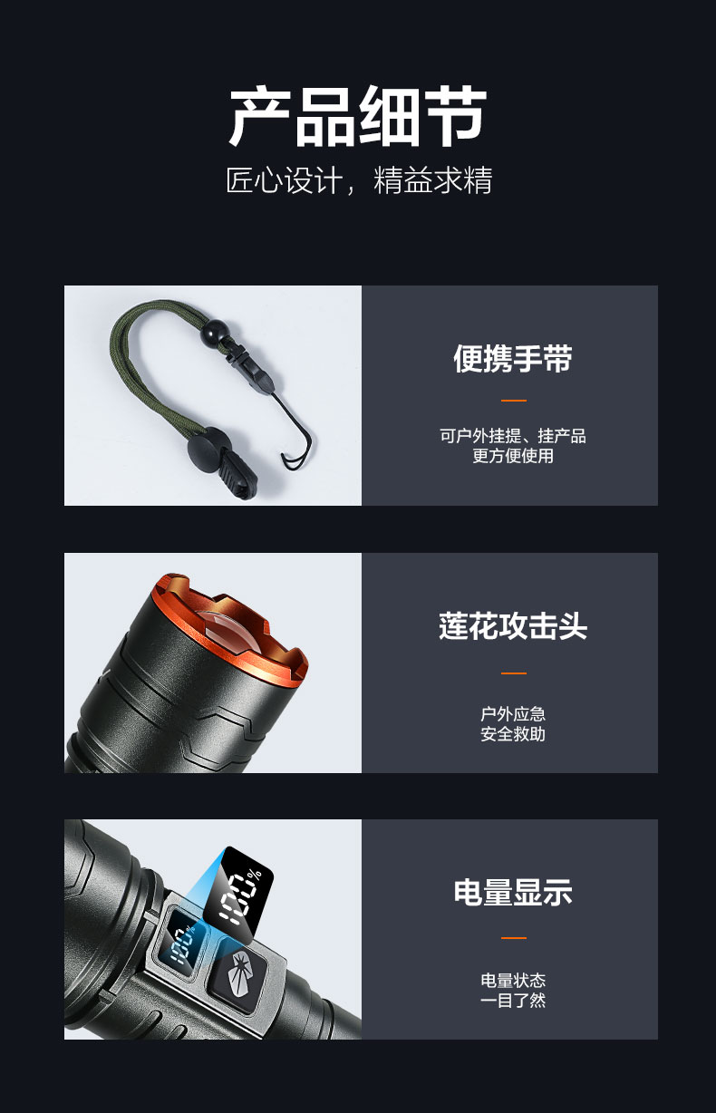 康铭KM-LV005铝合金手电筒详情图3
