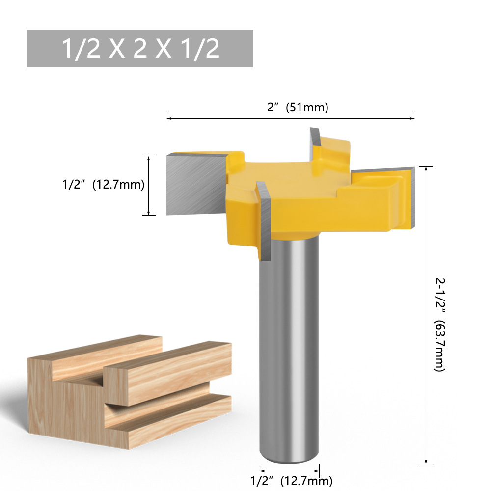 1/2 handle, 12 handle, 8 handle, three-edge T-shaped knife, slot knife, slotting knife, woodworking milling cutter, slotting milling cutter, T-shaped tenon knife, woodworking undefined