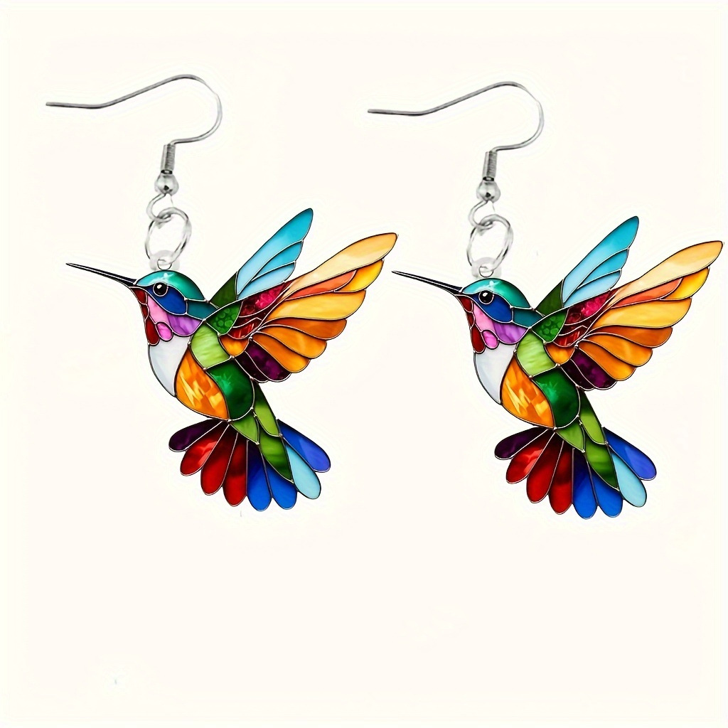 The popular cross-border spring colorful bird acrylic earrings from Europe and America, a new style of fashionable and retro earrings in 2025, are selling well Application Scenario