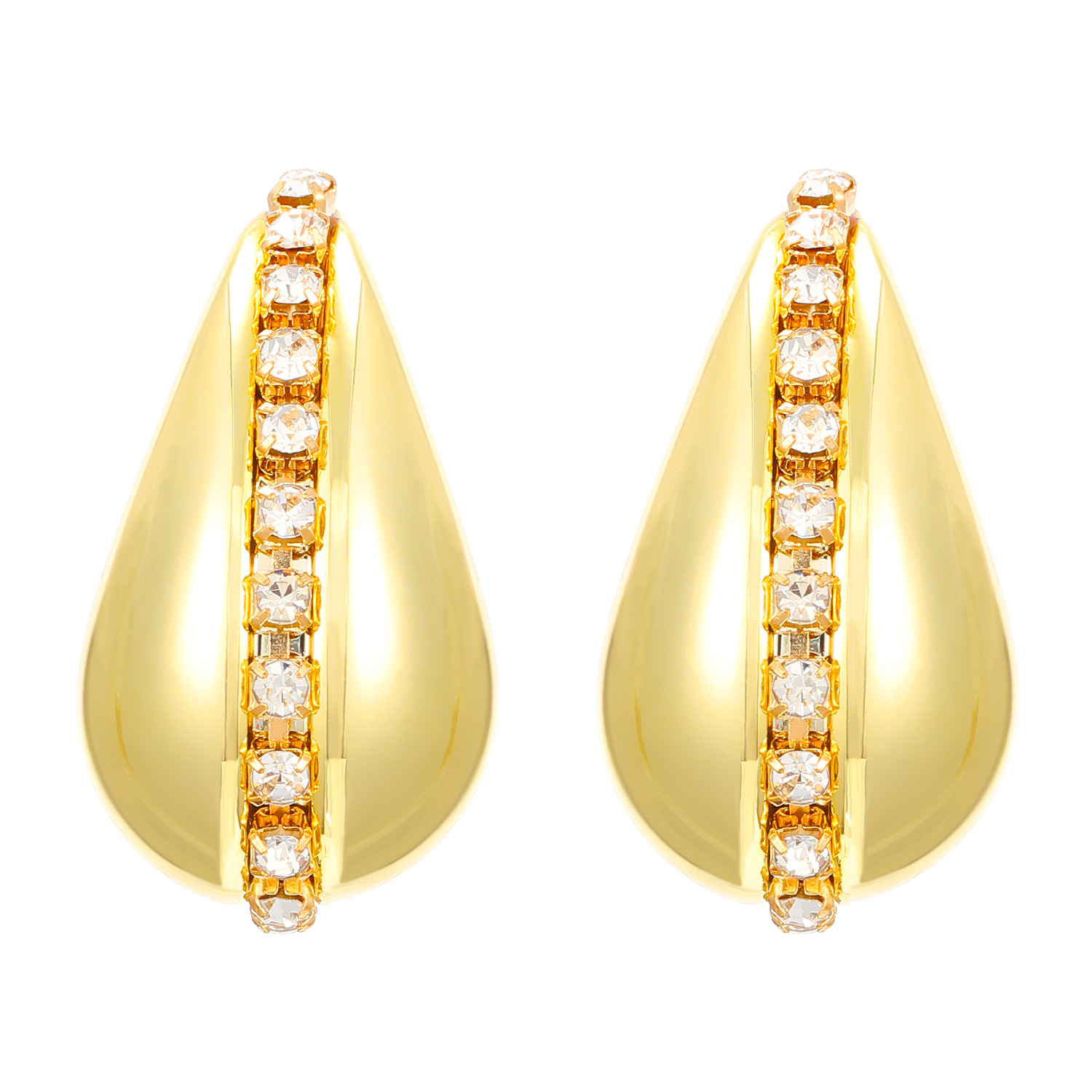 Wholesale of popular diamond-encrusted teardrop stud earrings for women in Europe and America, featuring a light luxury, niche, high-end and simple CCB earrings Item Picture