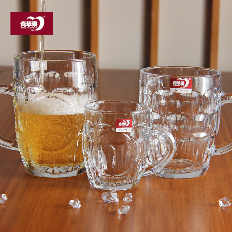 Green apple thickened transparent glass cups, pineapple draft beer cups, juice cups, beverage cups, cold drink cups, tea cups and water cups details Picture