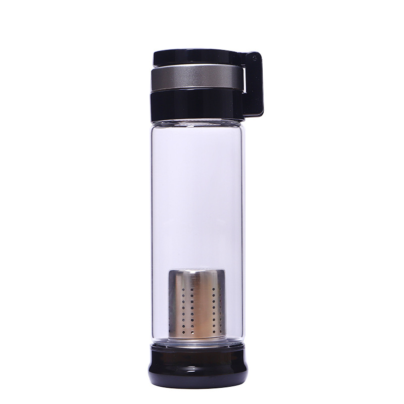 Tourmaline hydrogen-rich cup, tea-water separation glass cup, office tea cup, outdoor portable car water cup manufacturer Item Picture