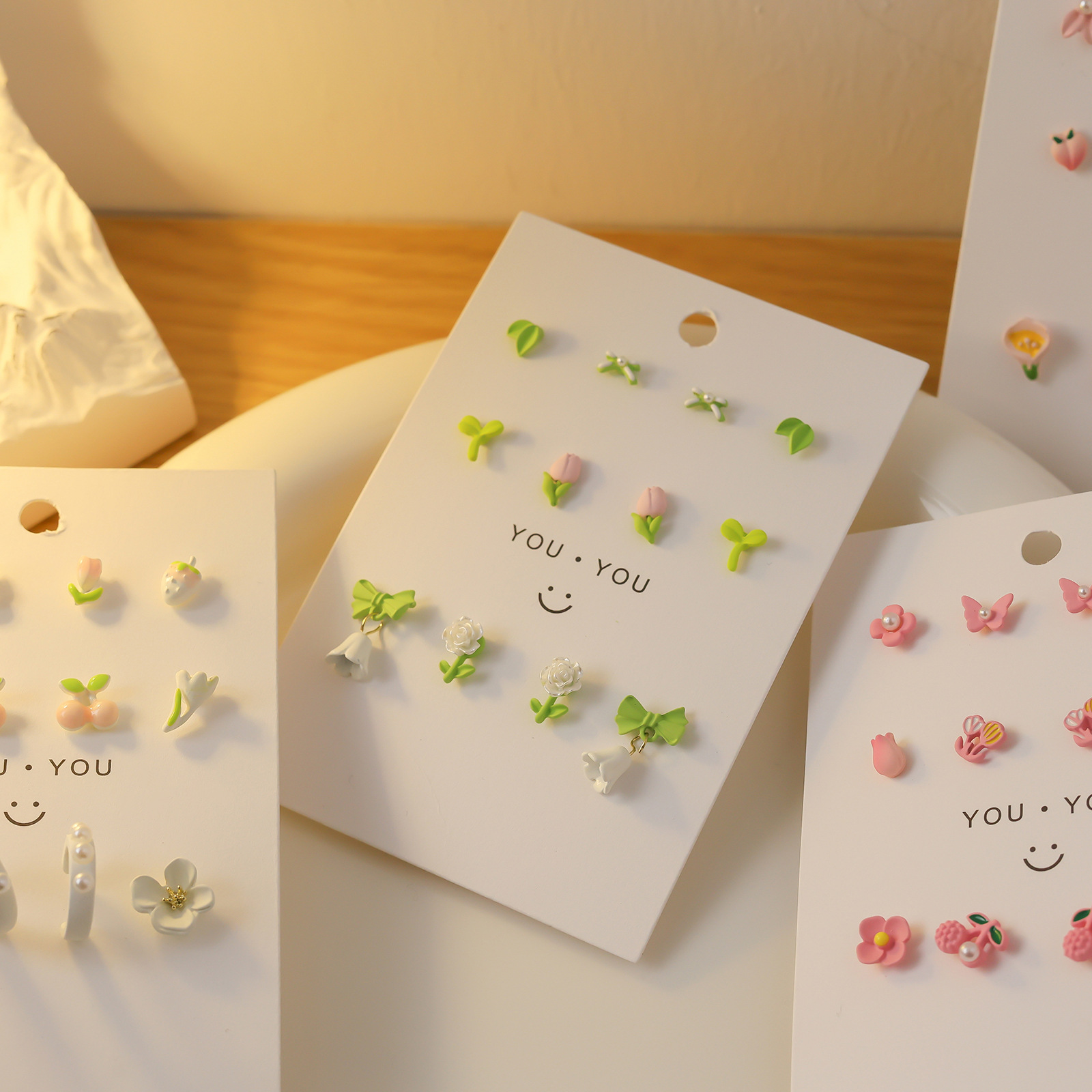 Summer fresh, small and exquisite student stud earrings set, versatile and fashionable earrings, daily exquisite earrings combination wholesale details Picture