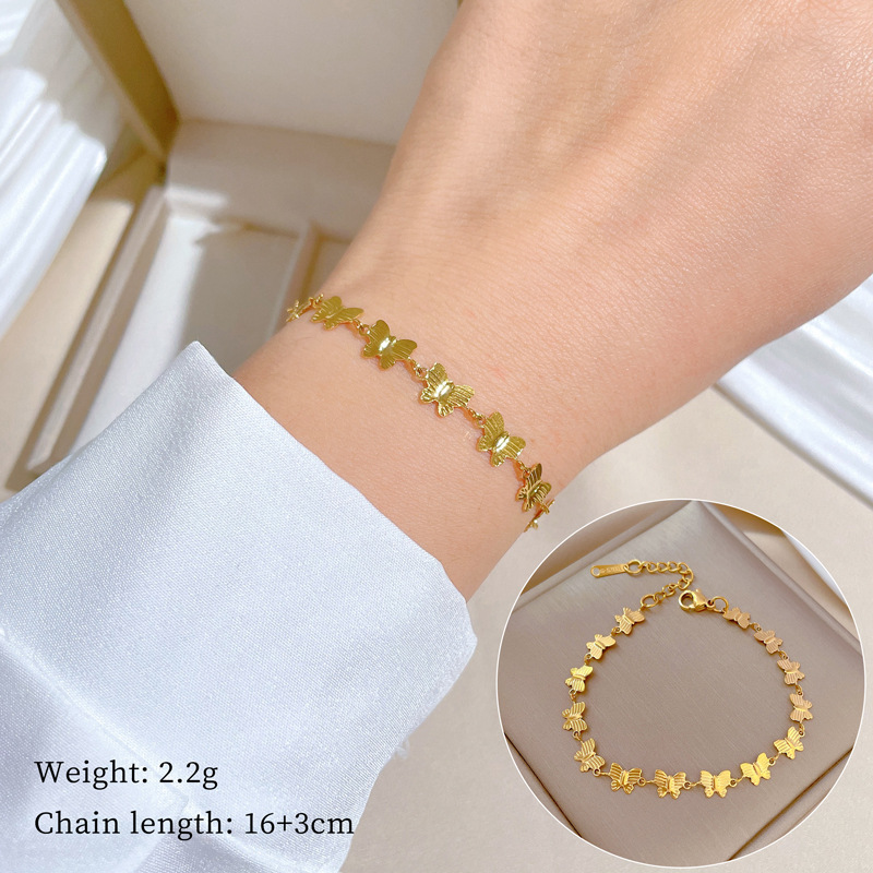 【 All-titanium Steel 】 Dongdaemun Minimalist style butterfly chain bracelet, a retro best friend of a female Internet celebrity full figure