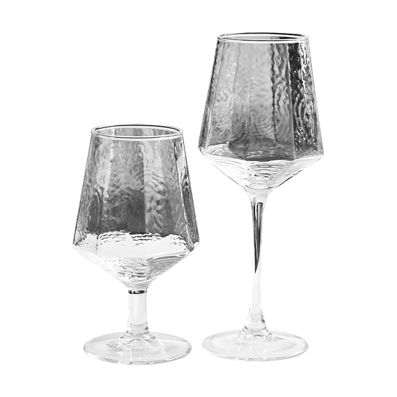 Nordic light luxury diamond-patterned red wine glass, personalized octagonal geometric tall glass, large-capacity white wine glass, cross-border Item Picture