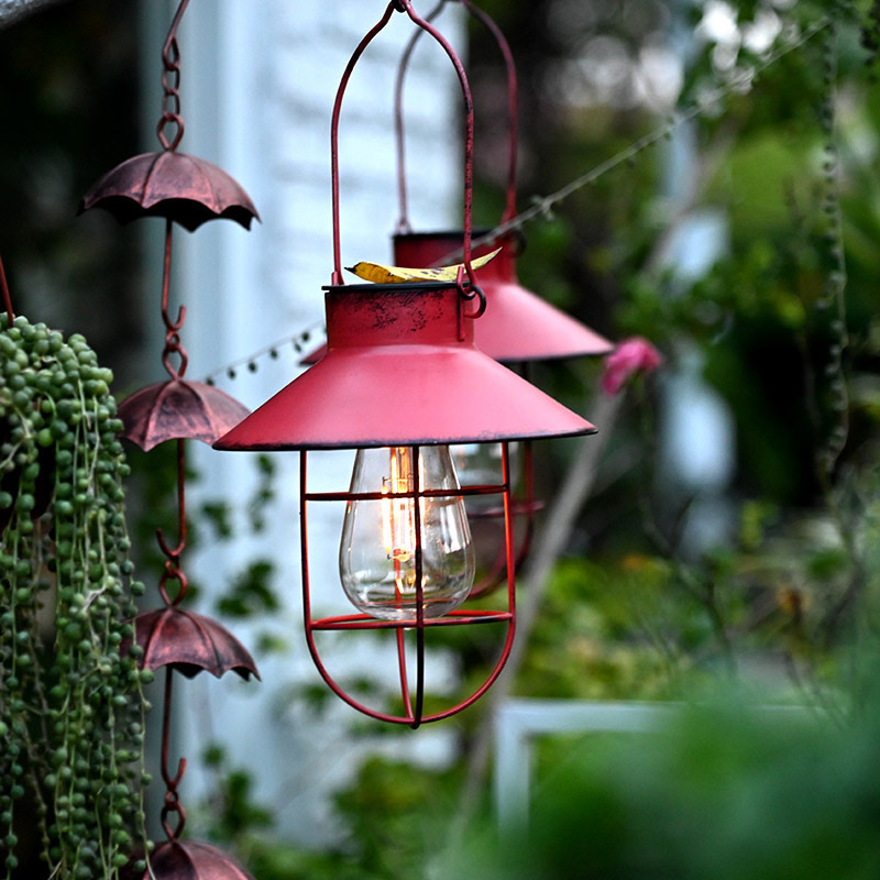 Cross-border ironwork courtyard hanging lamps, decorative solar chandeliers, garden villas, outdoor street lamps, outdoor waterproofing details Picture