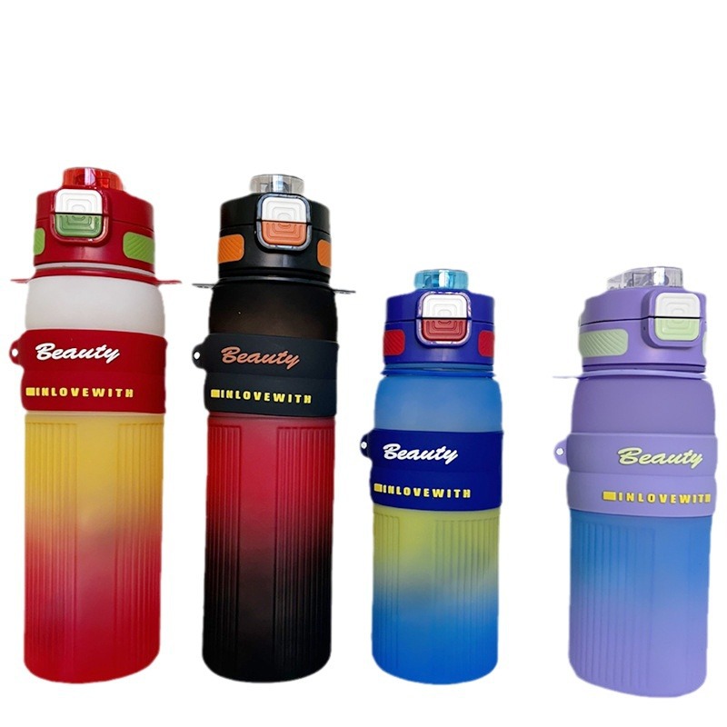 Cross-border portable backpack water bottle, cute sunflower series gradient color high appearance level straw water cup, sports water cup Item Picture