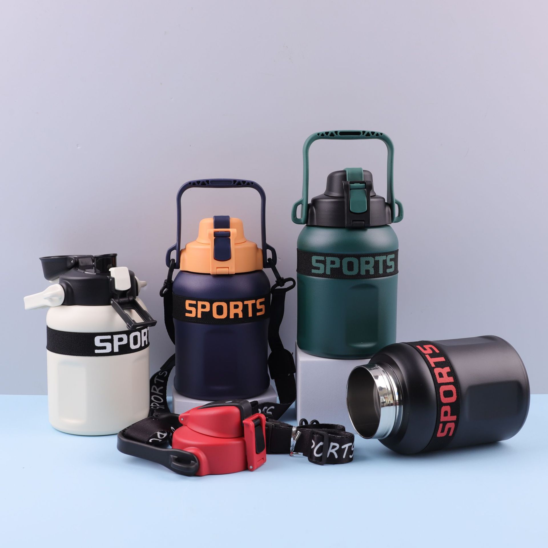 Southeast Asia cross-border stainless steel 316 best-selling new, cool, multi-functional sports webbing handle, heat and cold preservation pot details Picture