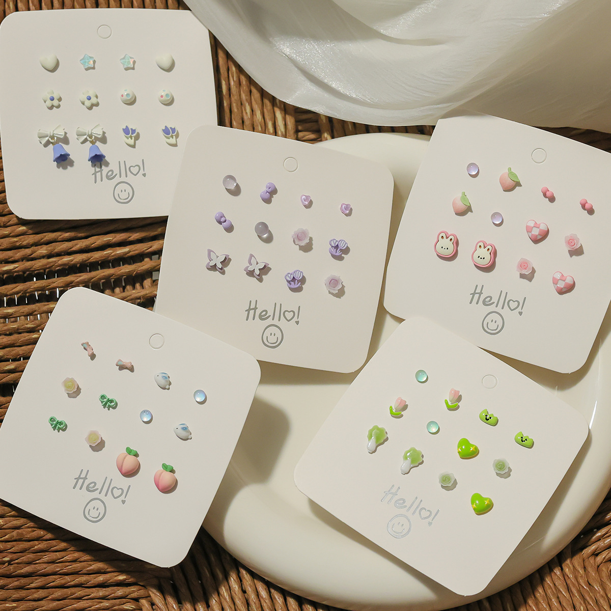 Silver Needle Set 2024 New Spring/Summer Stud Earrings, ins fresh and sweet forest-style earrings, simple and versatile earrings full figure