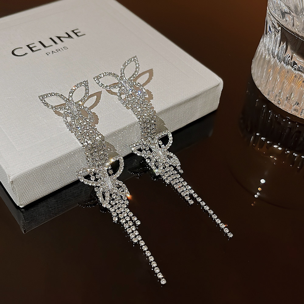 925 Silver needle European and American exaggerated butterfly earrings, women's fashion, versatile and elegant earrings, full diamonds, super shiny, high-end earrings details Picture