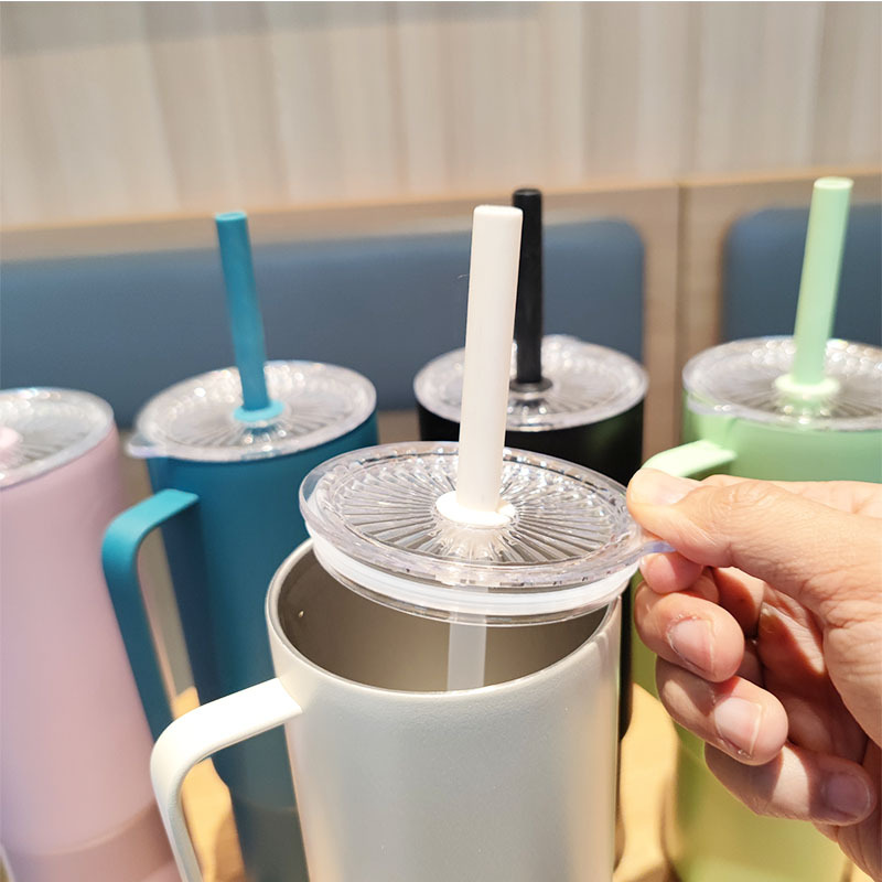 Cross-border 32oz handle ice cup, 304 stainless steel large-capacity insulated cup, outdoor car cup with straw details Picture