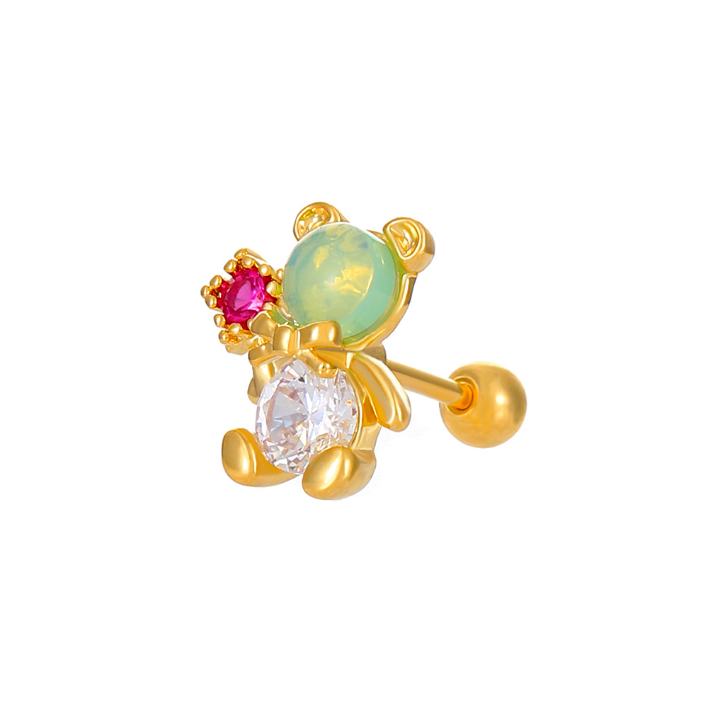 European and American cross-border ins dopamine earrings, high-end zircon flower bear heart star moon butterfly ear bone stud for women Item Picture
