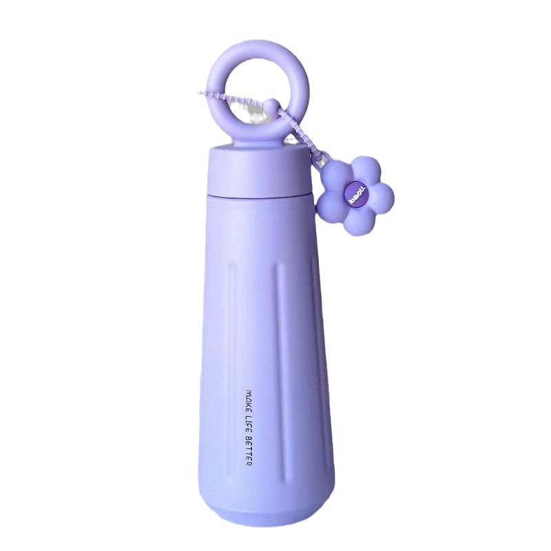 High-appearance-level, simple stainless steel insulated cup for girls, thickened flower handle, vacuum outdoor portable travel water cup Item Picture