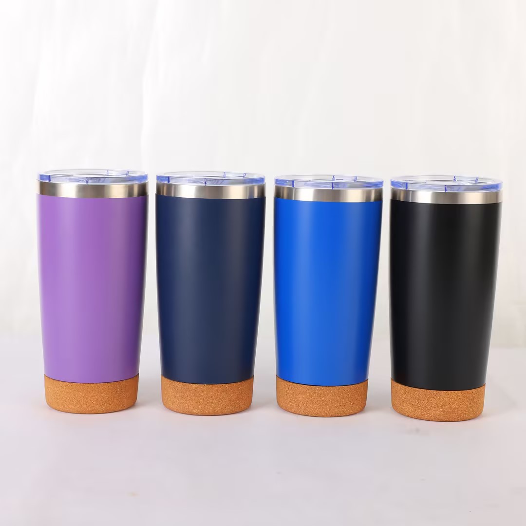 New 20oz bamboo and wood base car cup, 304 stainless steel office double-layer vacuum insulated cup details Picture