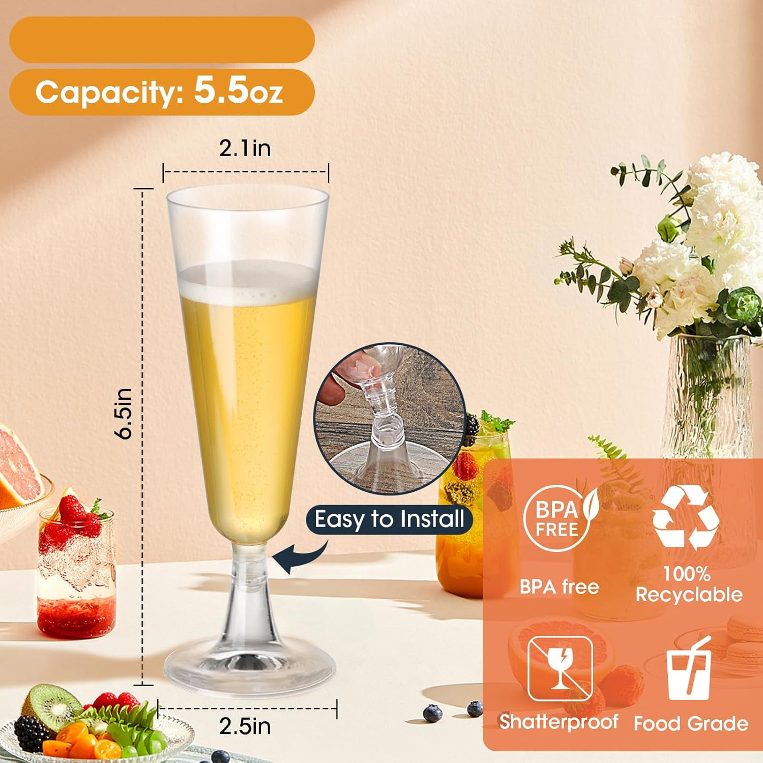 Wholesale 150ML disposable champagne glasses, transparent cocktail glasses, plastic red wine highball glasses, party wine glasses details Picture