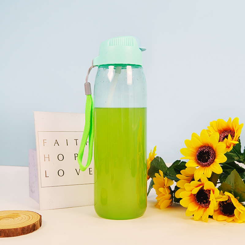 Customized cups, water cups, plastic cups, sports suitable, leak-proof design, portable ropes for men and women, wholesale straws for students, leak-proof Specification drawing