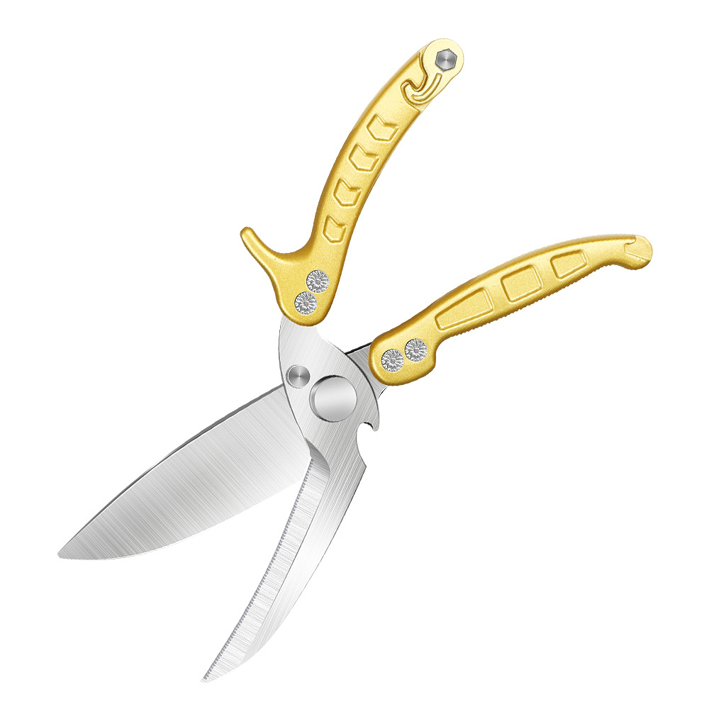 Chicken bone scissors, powerful German stainless steel, large kitchen, multi-functional household barbecue scissors, bone-specific fish-killing scissors for meat Item Picture