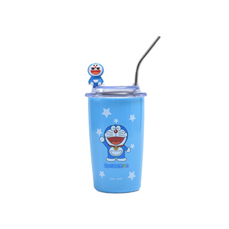 The popular stainless steel straws with high appearance level strawberry bear insulated cup, heat and cold preservation coffee cup, office insulated cup Item Picture