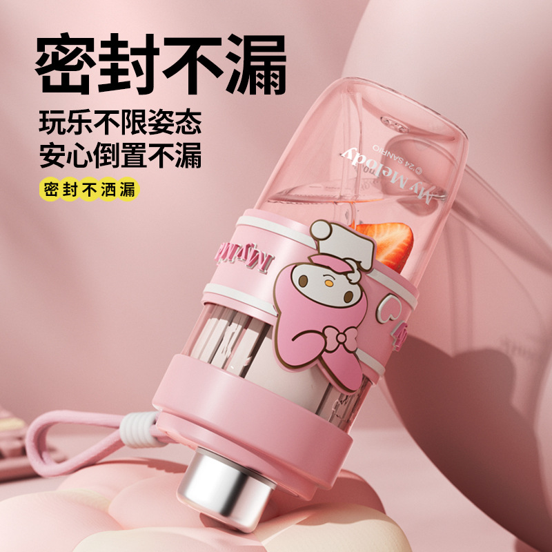 Genuine Sanrio authorized plastic cup, high appearance level, children's and students' drinking cup, convenient lid opening straw tea strater cup Application Scenario