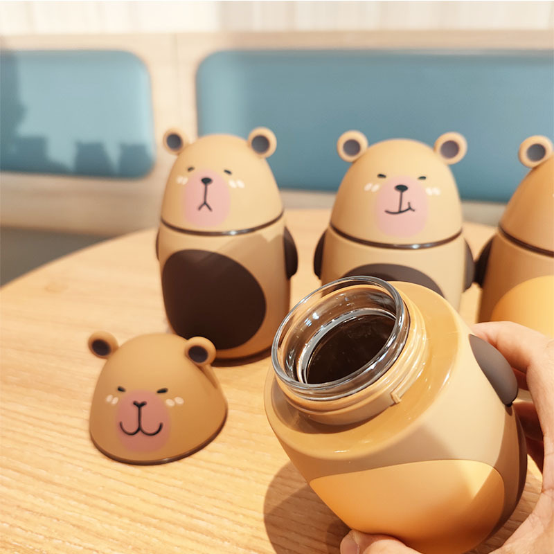 25-year new creative cartoon cute Capibara water cup, heat-resistant medium borosilicate double-layer insulated glass cup details Picture