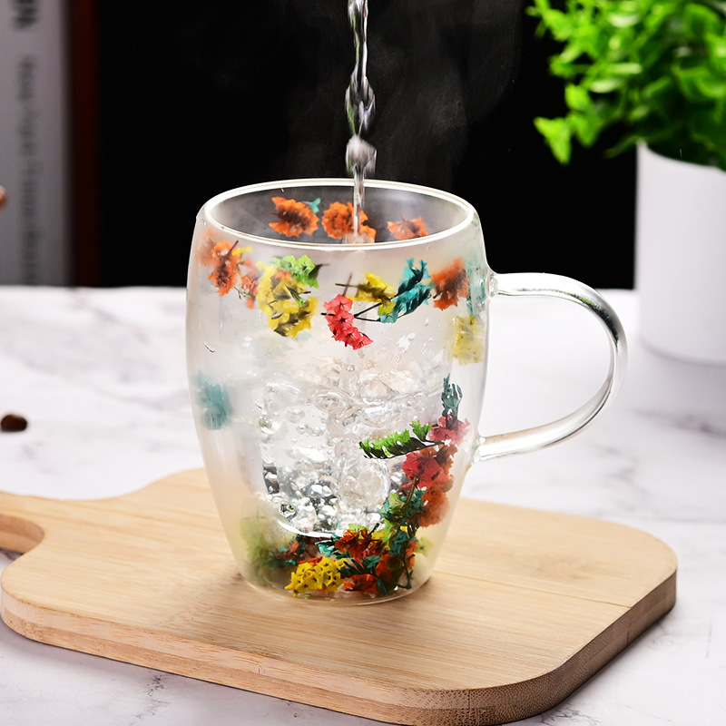 Customized double-layer glass cups with handles, high appearance level, coffee cups, milk water cups, high-temperature resistant household water cups Application Scenario