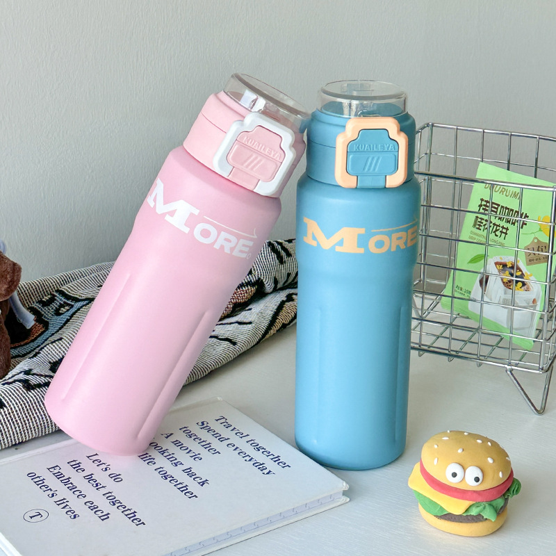 Simple and sporty pop-up lid insulated cup, portable fitness couple straw cup, high appearance level student 316 stainless steel water cup Specification drawing