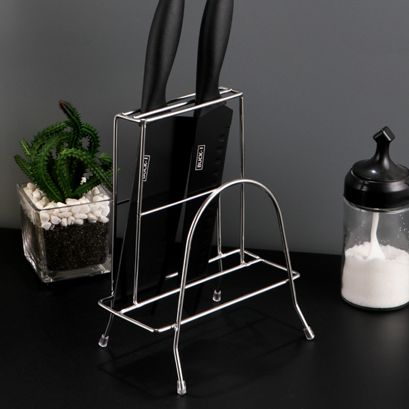 Solid stainless steel knife rack, chopping board rack, knife storage rack, cutting board rack, kitchen knife rack, kitchen knife rack Specification drawing