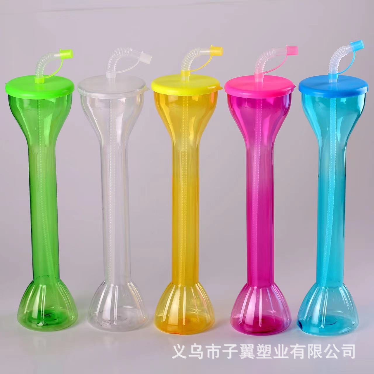 Amazon's new minimalist design large dumbbell straw cup, PET plastic water cup, juice drink cup details Picture