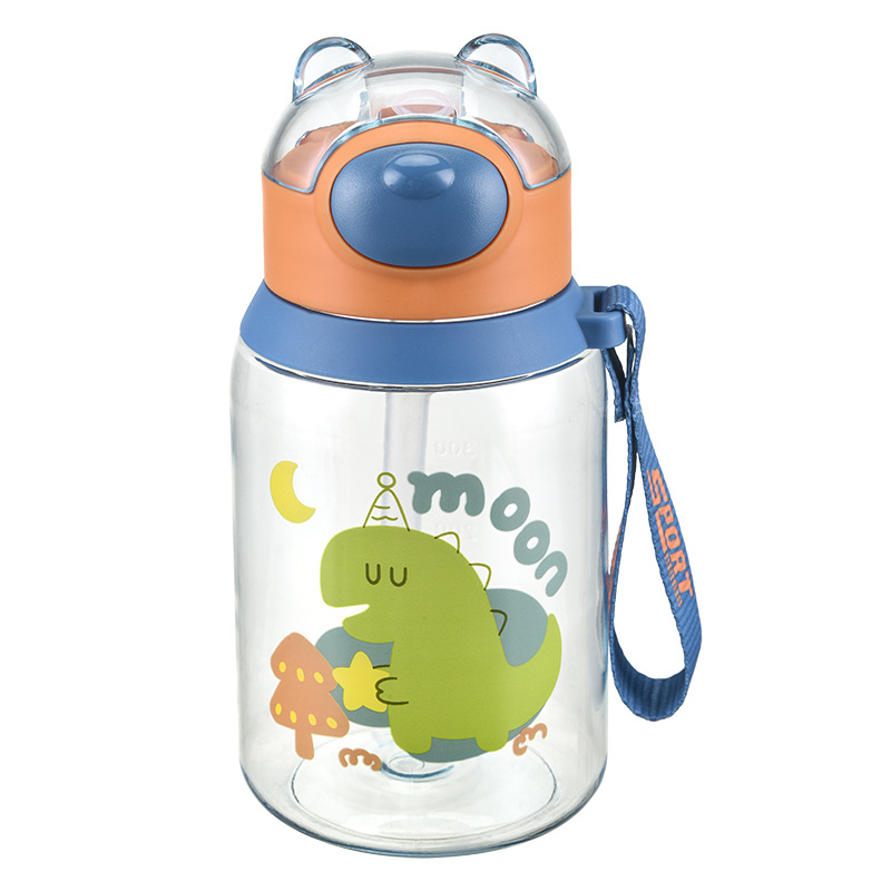 Wholesale of Korean cartoon cute children's water cups, portable leak-proof and durable water bottles, and creative straw cups Item Picture