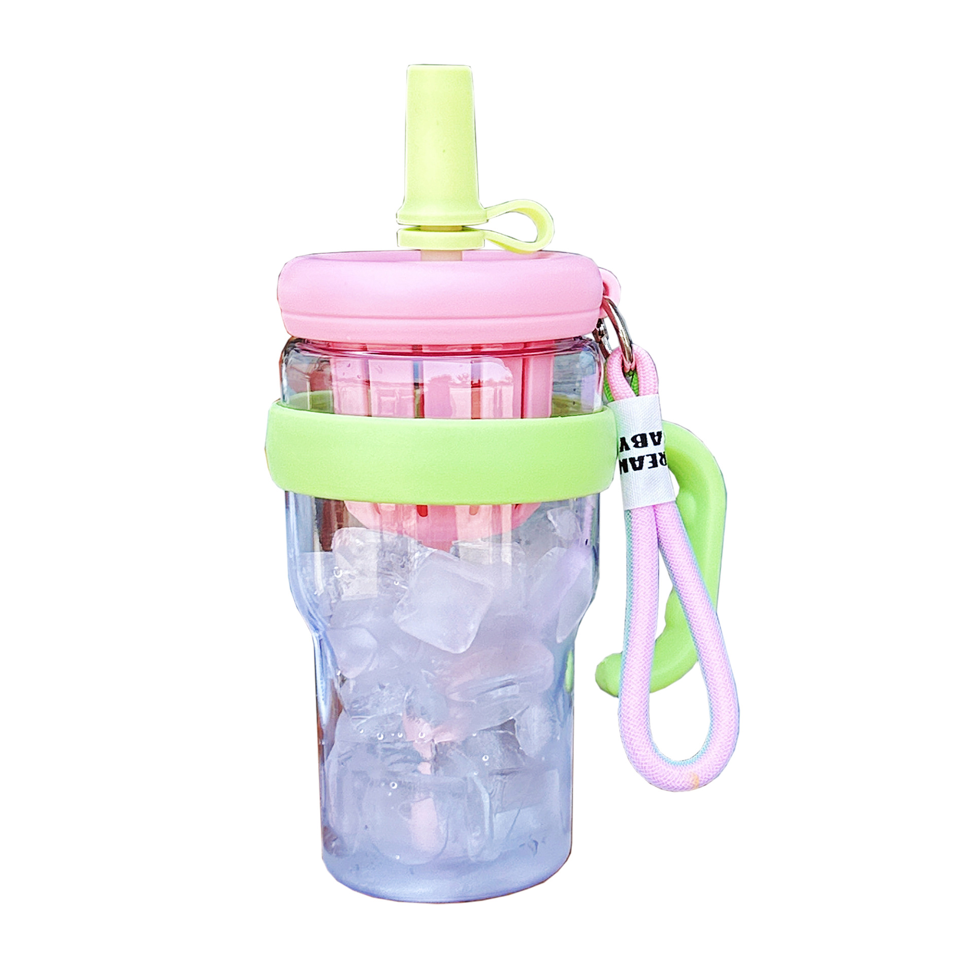 Girls' tea cup, summer high appearance level, office desk straw cup, simple and convenient, carrying filter plastic cup Item Picture