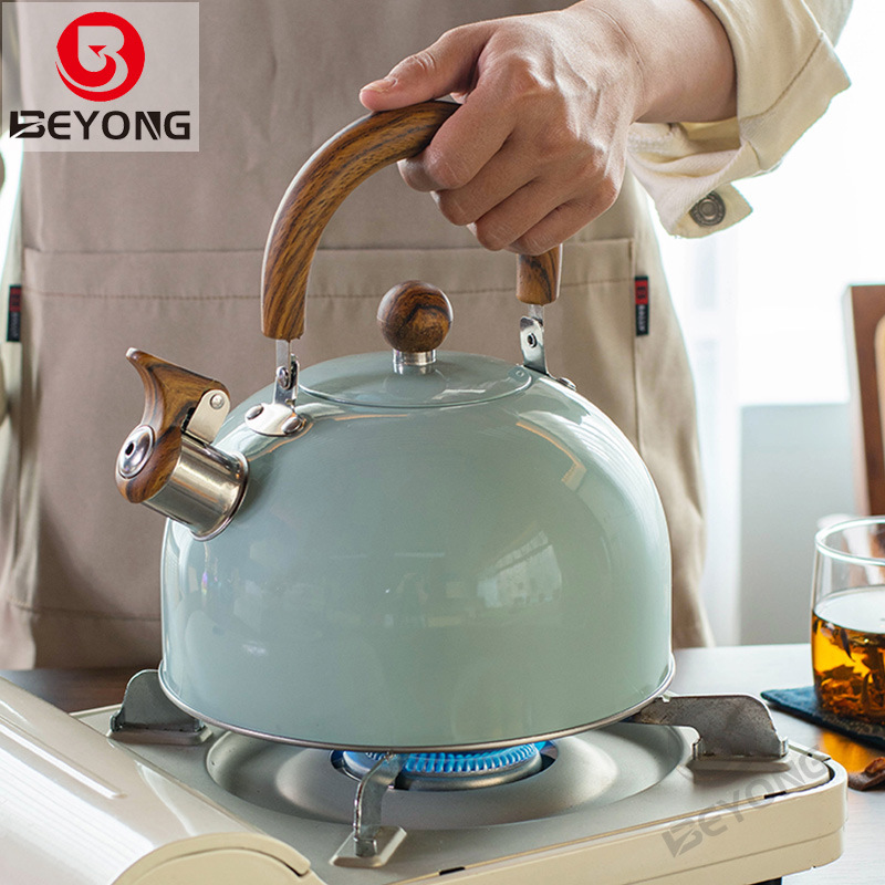Stainless steel sky grey folding handle whistling kettle, cross-border whistling kettle, European and American light luxury 3L whistling kettle, flat bottom Specification drawing