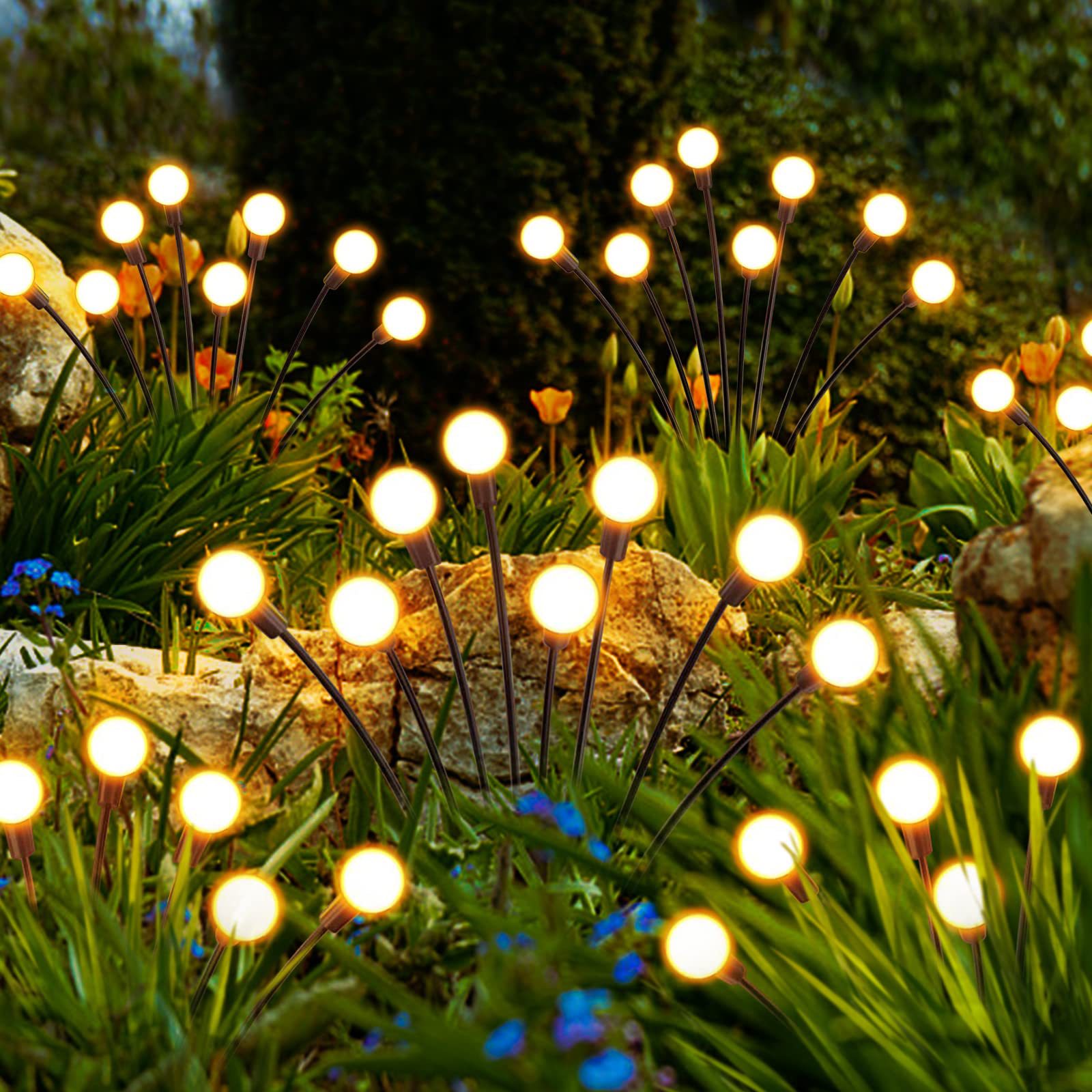 Solar-powered firefly lights, outdoor waterproof lawn lights, LED Christmas festive atmosphere garden lights, and garden landscape lights Specification drawing