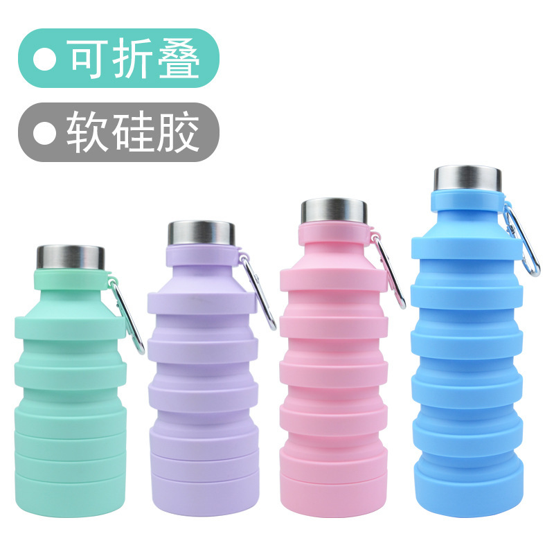Cross-border exclusive portable silicone folding sports water bottle, large capacity 550ml telescopic cup, children's water cup manufacturer now available details Picture