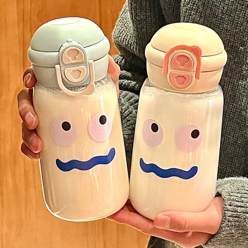 ins Cute milk Cup, portable straw cup for work, high appearance level, new 2025 double-drinking plastic cup for girls and students details Picture