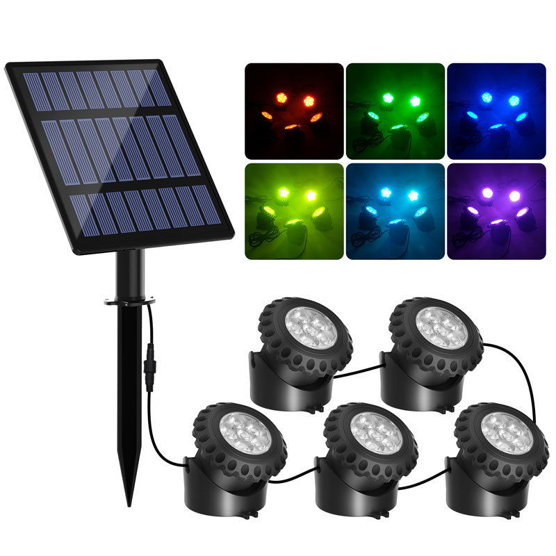 New cross-border solar underwater light, waterproof landscape suction cup, seven-color underwater rockery, water pool, fish pool and fish tank light full figure
