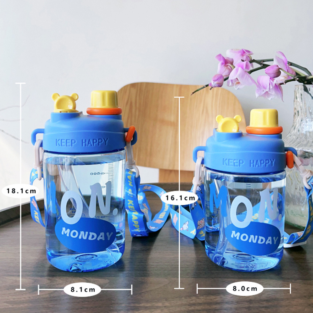 A double-drinking straw cup, a high level of appearance for girls in summer, an office water cup, a portable and cute plastic cup with a slanted span for students details Picture