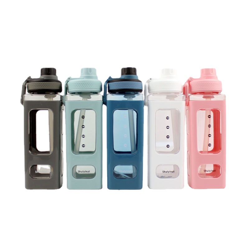 Large-capacity water cups for women and men, summer plastic straws, double-drinking cups, portable sports water cups for students, and red cups full figure