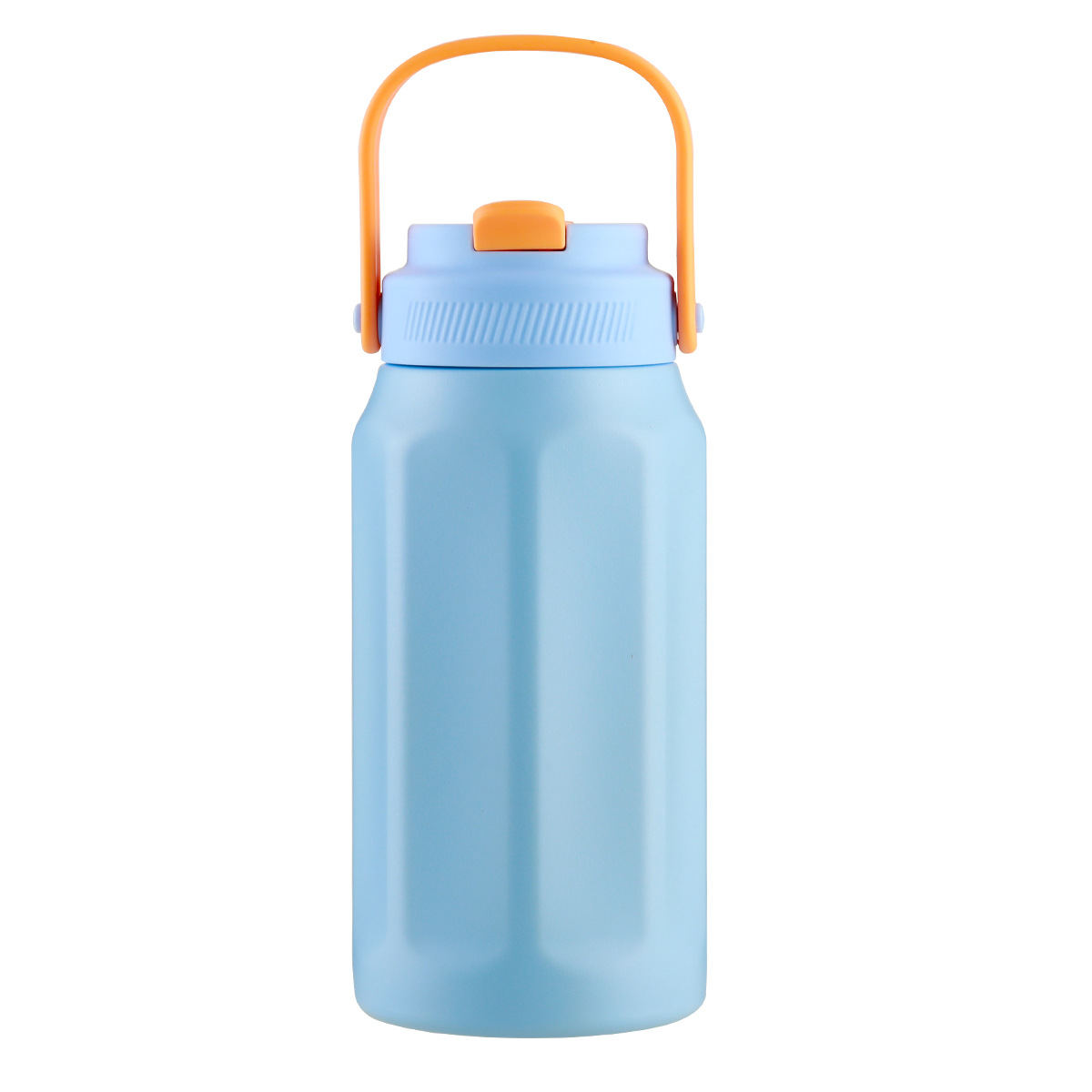Large-capacity octagonal large-belted cup insulated kettle, 304 stainless steel insulated cup, portable outdoor sports straw travel cup Item Picture