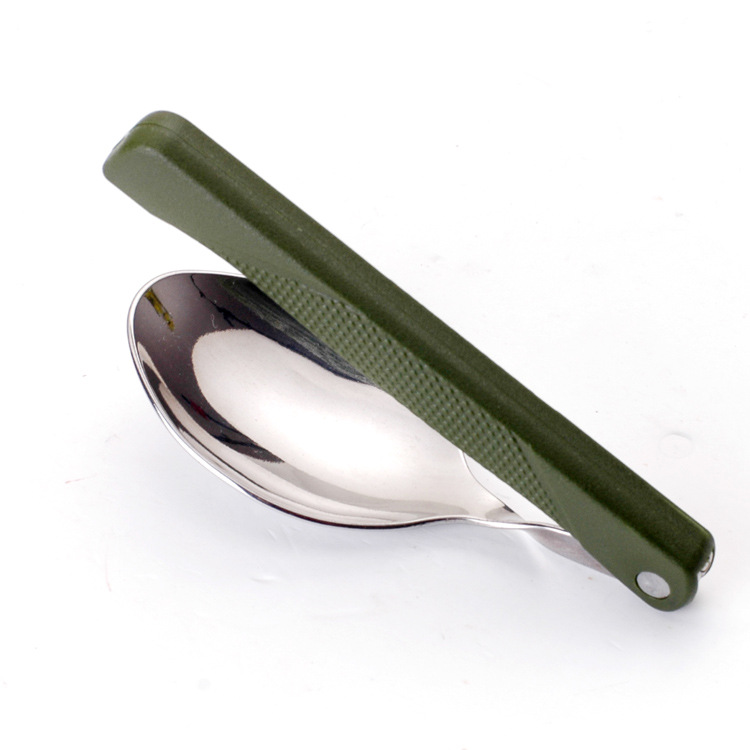 Three-piece stainless steel knife, fork and spoon set, European portable tableware, foldable plastic tableware, outdoor knife and fork set details Picture