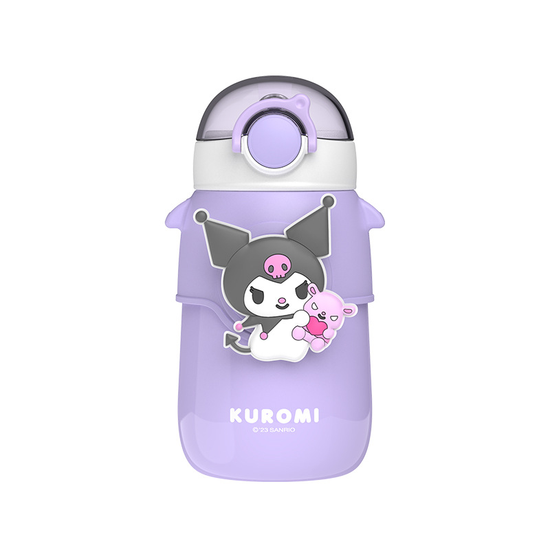 Sanrio series of popular insulated cups, cute girls' water cups, convenient student sports straw cups, cartoon bouncing Item Picture